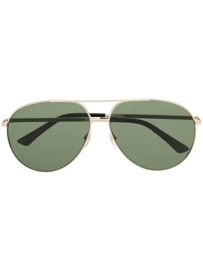 Shop Gucci Pilot-frame Logo Sunglasses In Gold
