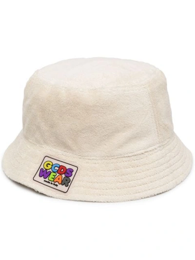 Shop Gcds Logo Patch Terry-cloth Bucket Hat In Neutrals