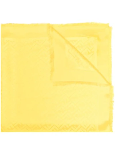Shop Fendi Monogram Silk Scarf In Yellow