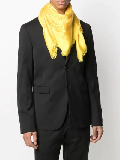 Shop Fendi Monogram Silk Scarf In Yellow