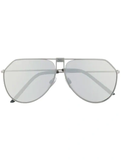 Shop Dolce & Gabbana Dg2248 Pilot-frame Sunglasses In Metallic