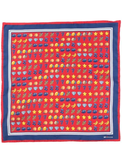 Shop Kiton Mix-print Silk Handkerchief In Red