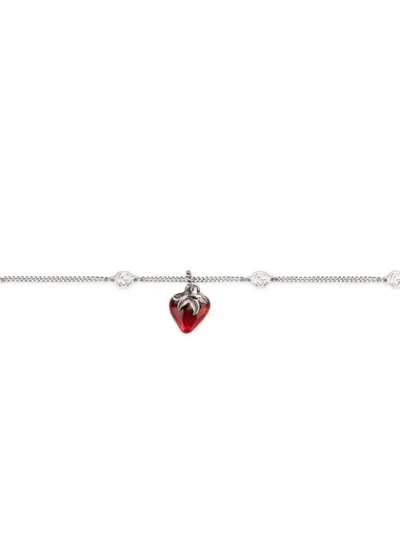 Shop Gucci Interlocking G Strawberry Bracelet In Silver