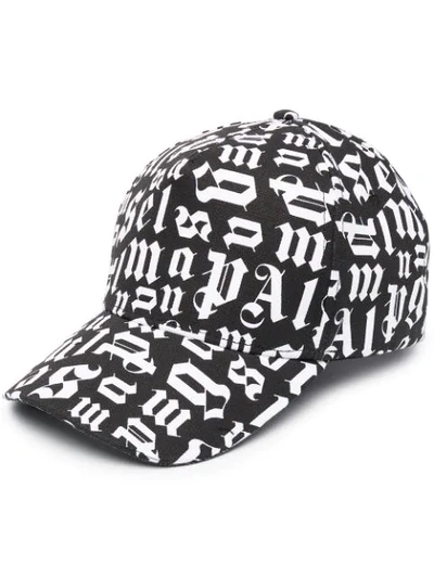 Shop Palm Angels Broken Monogram Logo Cap In Black