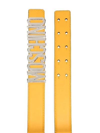 Shop Moschino Logo-lettering Belt In Yellow