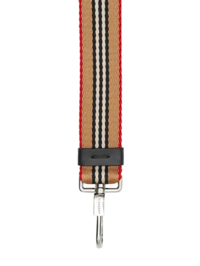 Shop Burberry Icon Stripe Key Charm In Neutrals