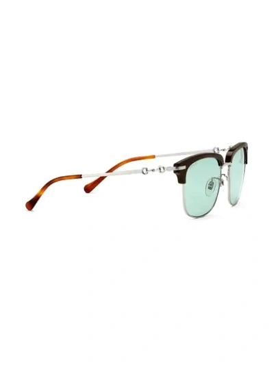 Shop Gucci Horsebit Detail Square-frame Sunglasses In Brown