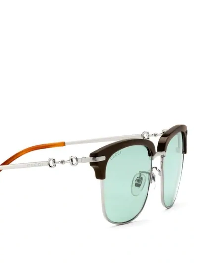 Shop Gucci Horsebit Detail Square-frame Sunglasses In Brown