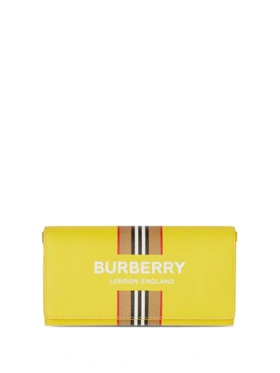 Shop Burberry Logo Print Detachable Strap Wallet In Yellow