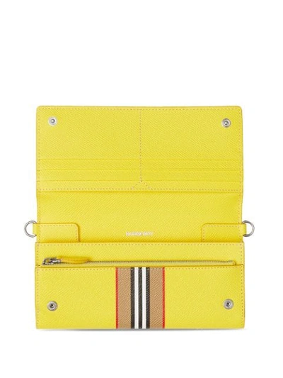 Shop Burberry Logo Print Detachable Strap Wallet In Yellow