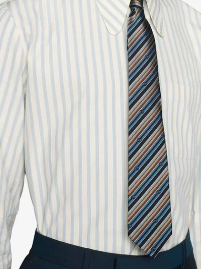 Shop Gucci Striped Silk Tie In Blue