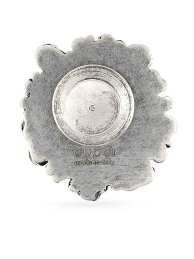 Shop Gucci Lion Head Brooch In Silver