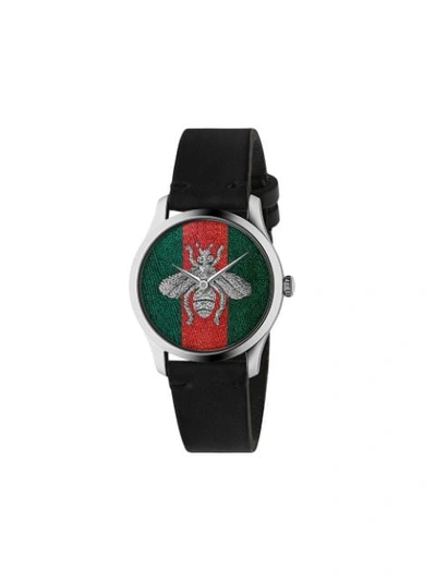 Shop Gucci G-timeless 38mm Watch In Black