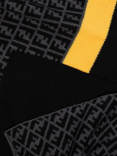 Shop Fendi Jacquard Ff-logo Knit Scarf In Grey