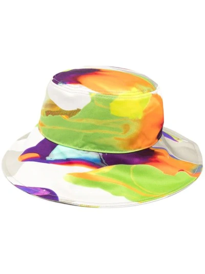 Shop Msgm Abstract Print Bucket Hat In Green