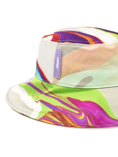 Shop Msgm Abstract Print Bucket Hat In Green