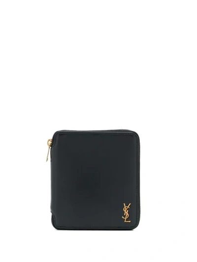 Shop Saint Laurent Logo Plaque Cardholder In Black