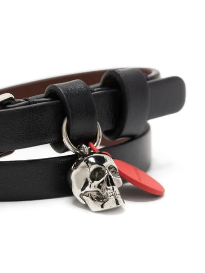 Shop Alexander Mcqueen Skull Logo Wraparound Bracelet In Black