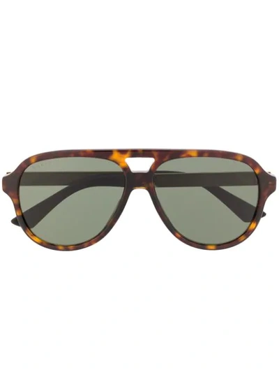 Gucci Tortoiseshell Aviator Sunglasses In Green | ModeSens