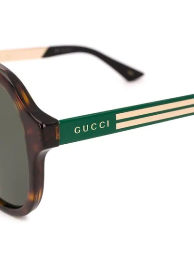 Shop Gucci Tortoiseshell Aviator Sunglasses In Green