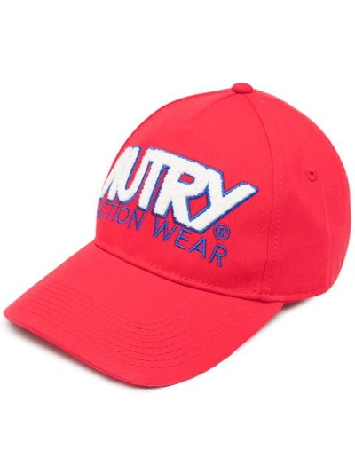Shop Autry Embroidered-logo Cotton Baseball Cap In Red