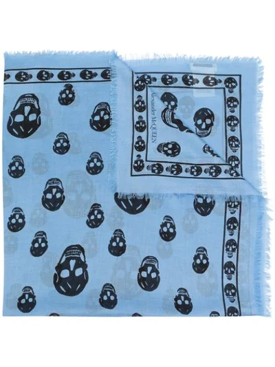 Shop Alexander Mcqueen Skull-print Scarf In Blue