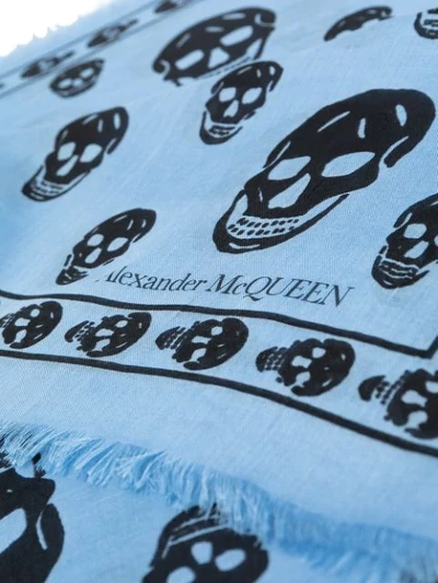 Shop Alexander Mcqueen Skull-print Scarf In Blue