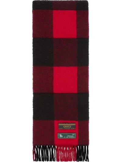 Shop Gucci Checked Scarf In Red