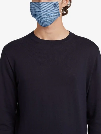 Shop Ermenegildo Zegna Motif-print Face Mask In Blue