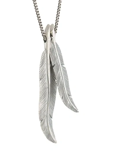 Shop M Cohen Dual Feather-pendant Necklace In Silver