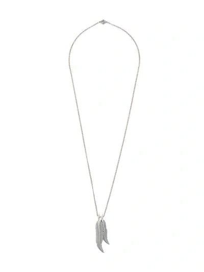 Shop M Cohen Dual Feather-pendant Necklace In Silver