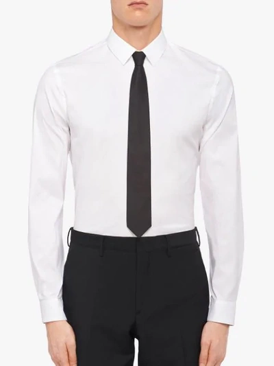 Shop Prada Re-nylon Pointed-tip Tie In Black