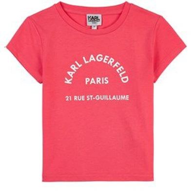 Shop Karl Lagerfeld Kids Raspberry Pink Logo T-shirt