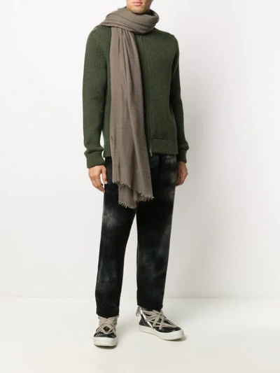 Shop Rick Owens Oversized Frayed Scarf In Neutrals