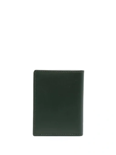 Comme Des Garçons Leather Fold Wallet In Green