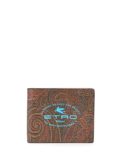 Shop Etro Logo Print Wallet In Red