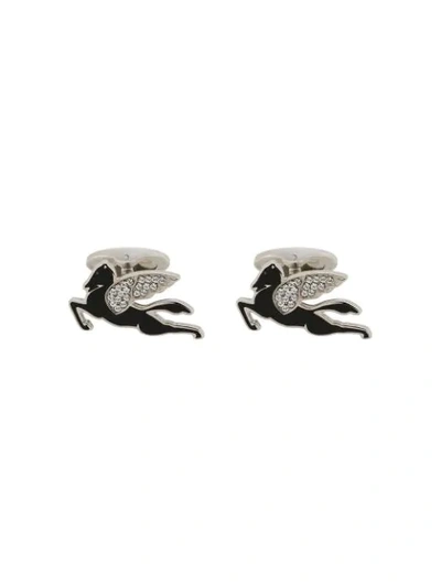 Shop Etro Embellished Logo Cufflinks In Silver