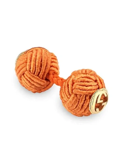 Shop Gucci Interlocking G Rope Cufflinks In Orange