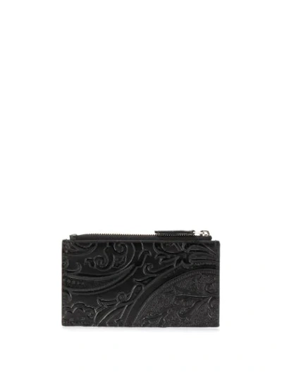 Shop Etro Paisley Embossed Card Holder In Black