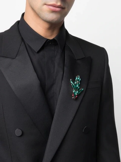 Shop Etro Cactus Brass Brooch In Green