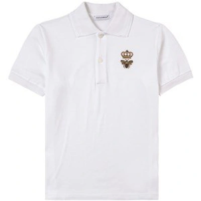 Shop Dolce & Gabbana White Crown Polo Shirt