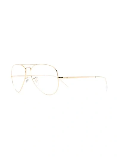 Ray Ban Aviator-frame Glasses In Gold