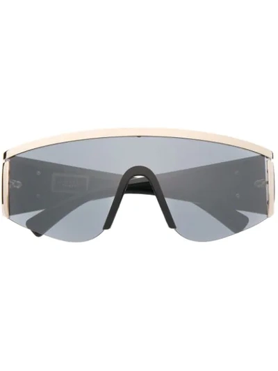 Shop Versace Oversized Mask Sunglasses In Black