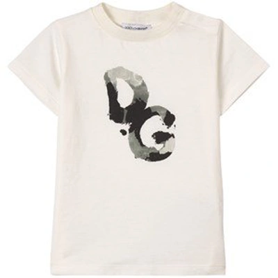 Shop Dolce & Gabbana White Logo T-shirt In Green