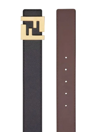 Shop Fendi Logo Buckle Reversible Belt In Black