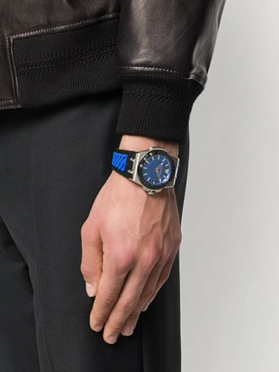 Shop Versace Chain Reaction 45mm Watch In Blue