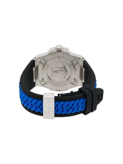Shop Versace Chain Reaction 45mm Watch In Blue