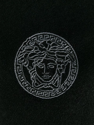 Shop Versace Medusa Embroidered Tie In Black