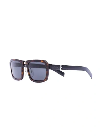 Shop Prada Havana Tortoiseshell Sunglasses In Black
