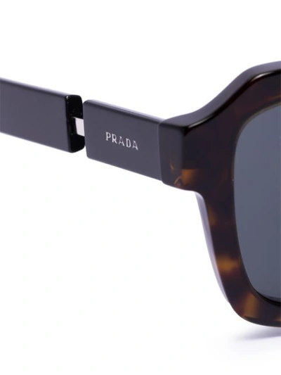Shop Prada Havana Tortoiseshell Sunglasses In Black